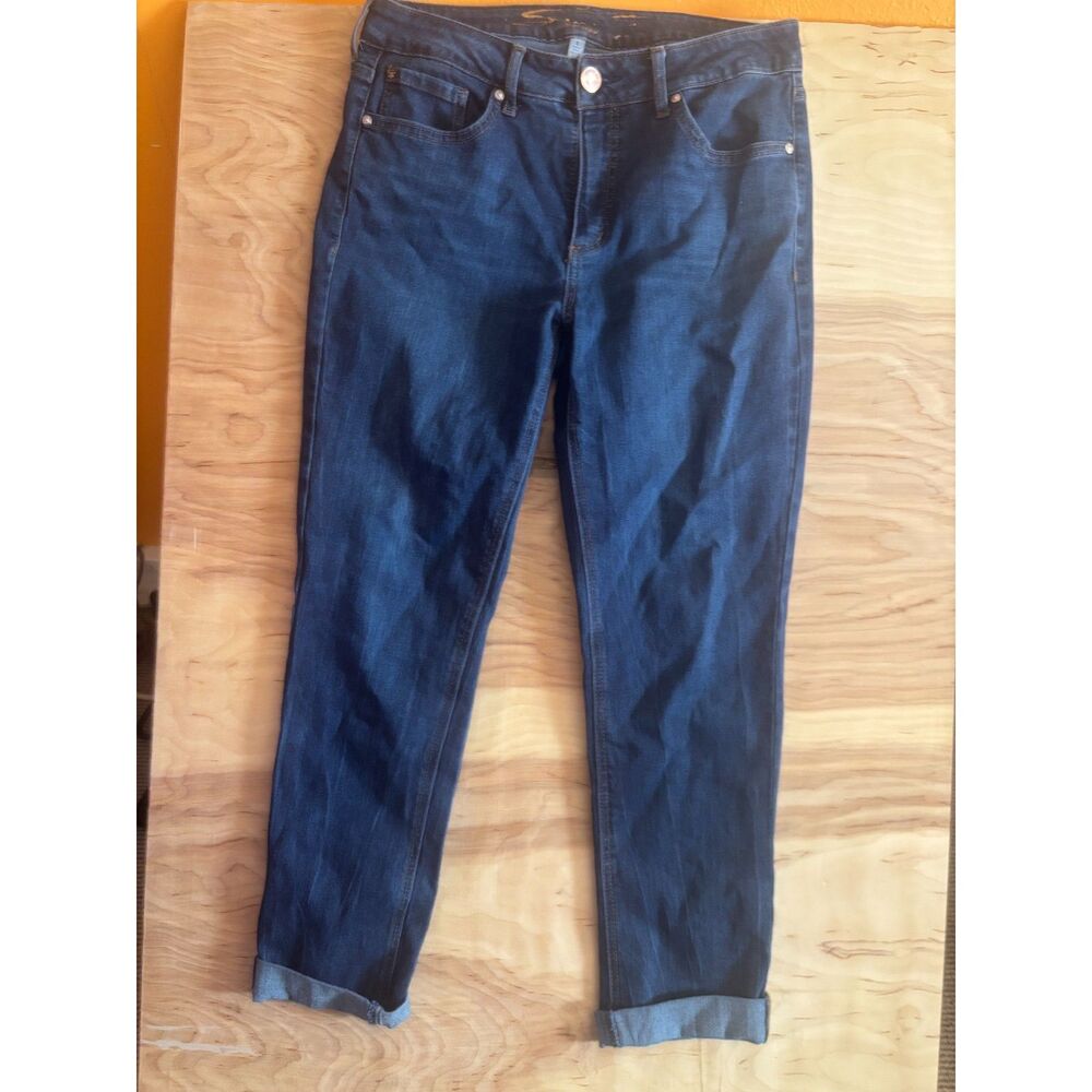 7 For All Mankind Womens Size 8 High Rise Slim Straight Jeans Cuffed Hem